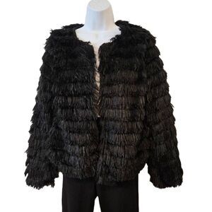 🌹Black Shaggy Jacket sz S Dress up or down